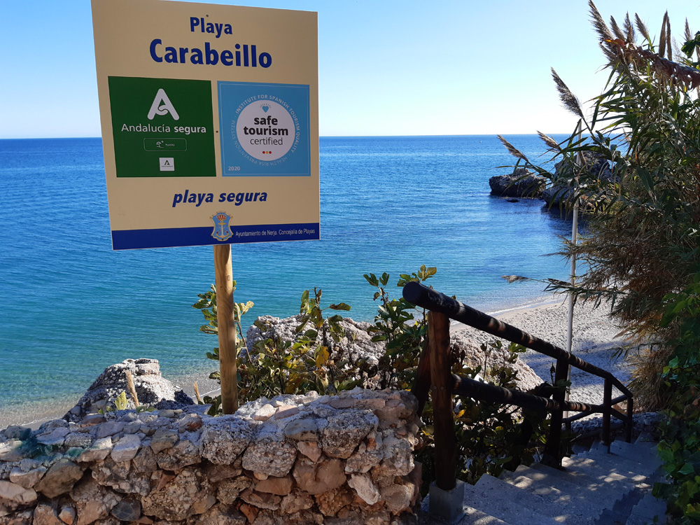Carabeillo Beach sign, Nerja Carabeillo Beach sign, Nerja