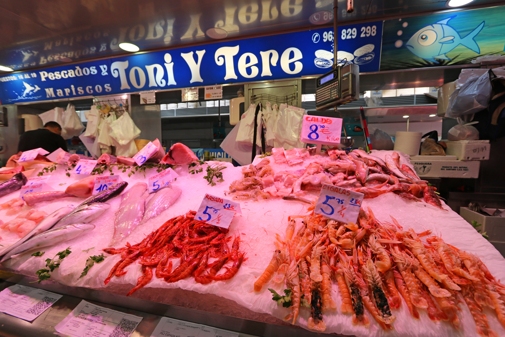 seafood at Valencia’s Central Market