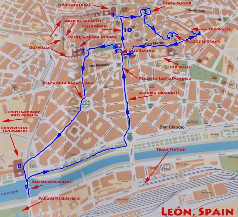 Highlights of a selfguided walking tour of León (Spain)