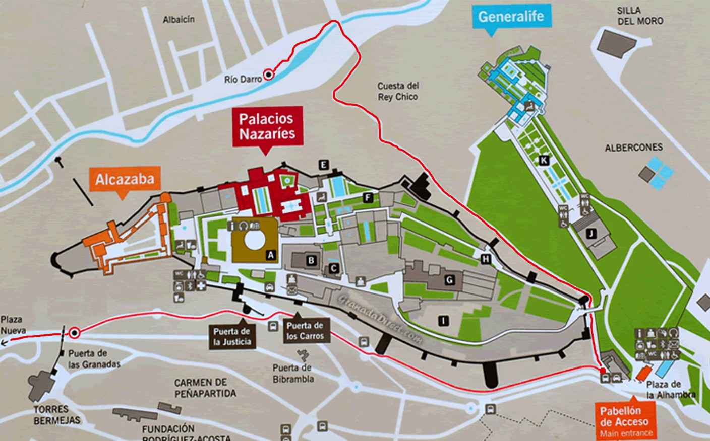 A Guide To A Scenic Walk Around The Alhambra Granada Spain Mapping 